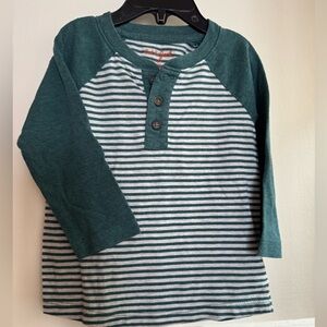 Cat & Jack Teal and White Striped Long Sleeve Tee